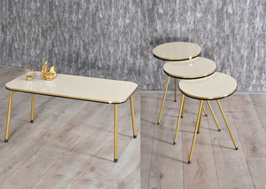 Black and White <b>Marble</b> <b>Top</b> <b>Tables</b> Versatile Nest of <b>Tables</b> Set of 4 Counter Height Bar Metal Frame <b>Tables</b> for Living Room Pub - Product Image 3