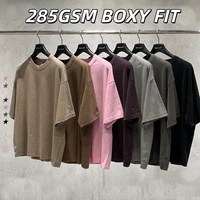 Premium 285GSM zwaargewicht katoenen single jersey vintage gewassen boxy drop shoulder blank T-shirt groothandel op maat
