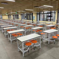 Ensemble table et chaises de cantine modernes et minimalistes en panneaux ignifuges, adaptés aux écoles et usines ; table à manger extensible pour 4 personnes