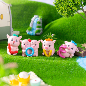 かわいい豚のフィギュアケーキトッパー、愛らしい豚のミニフィギュアおもちゃ、プラスチック製の動物セット、家の机や誕生日パーティーの飾り付けに - Product Image 2