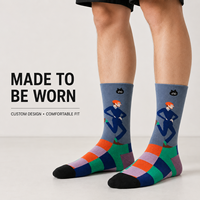 Chaussettes personnalisées OEM pour adultes, en polyester/nylon/coton/bambou/laine, absorbantes, sans couture, résistantes aux déchirures, imprimées à 360°
