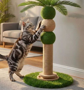 Árbol para Gatos con Forma de Cocotero, Torre Rascadora de Sisal, Estructura para Escalar, Pelota Interactiva, Mueble para Gatos de Interior - Product Image 1