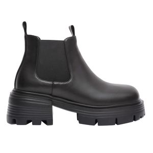 Bottines Chelsea à plateforme noires pour femmes, 6,5 cm, imperméables, en similicuir extensible, semelle à crampons - Product Image 6