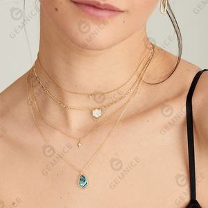 젬넬 최신 925 실버 주얼리 맞춤 각인 자개 나침반 엠블럼 피가로 체인 목걸이 - Product Image 3