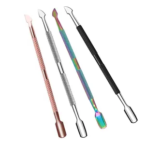 FX-NT34 High Quality Manicure Nail Art Double Head False Nail Remover Scraper Stainless Steel Cuticle Pusher