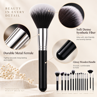 Ensemble de pinceaux de maquillage professionnels pour le visage et les yeux, manche en bois noir, marque privée, vente en gros