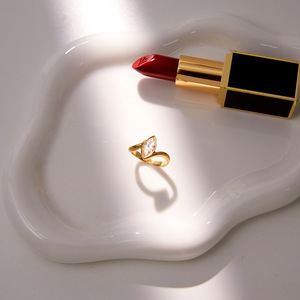Bague en acier inoxydable avec zircon taille marquise serti clos, bijou unisexe tendance, cadeau - Product Image 4