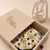 Caja para Pastel de Cartón Rígido Premium con Acabado Mate, Logotipo Personalizado en Relieve, Empaque para Postres, Caja de Regalo Elegante de Alta Gama
