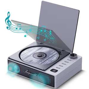 2024 mới bàn xoay nhỏ gọn có thể sạc lại Hifi retro máy nghe nhạc CD di động với loa/FM Radio/MP3/USB