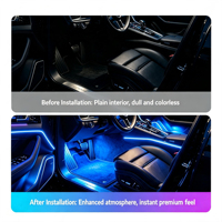 Lampes LED pour l'intérieur de la voiture 4 en 1 avec capteur de mouvement, éclairage ambiant RGB, lampe de décoration intérieure à allumage et extinction automatiques