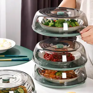 Multilayer Stackable Dust Proof Plate Round Dish Cover Insulation Food Cover Clear Plastic PET Opp Bags Plastic Press 10 Pcs