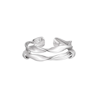 Bague à nœud creux double couche pour femme, argent pur S925 irrégulier, personnalité de niche, motif torsadé, bague en argent