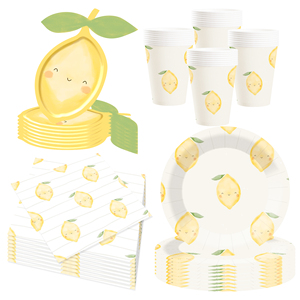 Juego de Vajilla Desechable DAMAI con Diseño de Limón Fresco, Platos y Vasos de Papel para Postre, Juego de Vajilla para Fiestas - Product Image 3