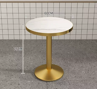 Pied en métal stable marbre artificiel rond carré meubles de restaurant café table à manger avec bord doré