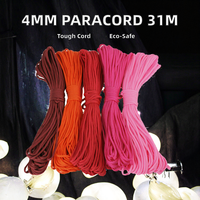 Vente en gros de 4mm cordon de parachute de sport de plein air longe 7 brins noyau en nylon polyester 550 corde de survie paracorde 31 mètres/lot sacs