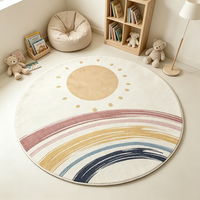 Tapis rond pour enfants antidérapant, lavable en machine, non toxique, moderne, abstrait, arc-en-ciel, pour chambre d'enfant