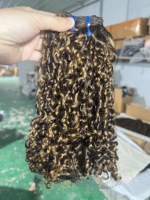 Extensions de cheveux naturels non-Remy indiens bouclés rebondissants, cuticules alignées, double trame, double tirage, avec cordon de serrage, origine Birmanie, Vietnam, 8-26 pouces