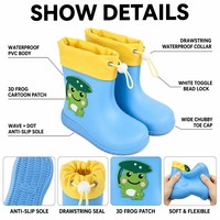 Bottes de pluie pour tout-petits anti-éclaboussures avec cordon de serrage, fermeture réglable, en PVC antidérapant, pour enfants, personnalisables OEM