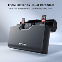 K&F Concept Cocok untuk Sony, Paket 3 Baterai Kamera NP-BX1 1240mAh dan Pengisi Daya Cepat Set Baterai Kamera Digital Isi Ulang