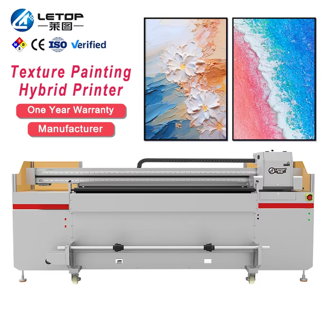 LETOP Factory 1.9M Inkjet Printers Large Format Printer Machine PlotterTexture Painting Roll to Roll Hybrid Printer Uv