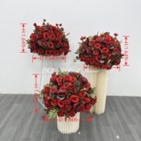 DKB Vente en gros de fleurs artificielles en soie personnalisées, arrangements floraux en boule, centre de table pour mariage, boule de fleurs pour centre de table