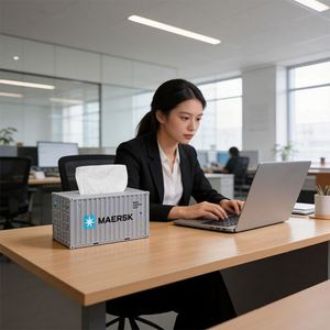 Caja de pañuelos personalizada de lujo para regalo corporativo con diseño creativo de contenedor de envío y logotipo personalizado - Product Image 2