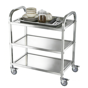 산동 공장 직영 201 스테인리스 스틸 헤비 듀티 이동식 바퀴 달린 레스토랑 스테인리스 스틸 다이닝 카트 트롤리 - Product Image 2