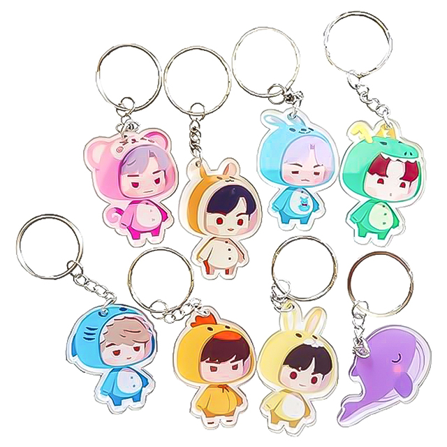 Wholesale Custom Anime Doujin Acrylic Key Ring Clear Two Side Printed Manga Figure Pendant Personalized Fan Gift Factory Supply