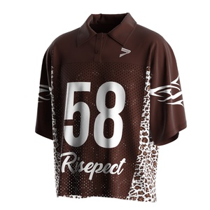 Camiseta Deportiva Retro de Fútbol Americano con Cuello Polo, Bordado, Estilo Vintage, Tejido de Malla con Tejido de Punto Brillante para Atuendos Modernos - Product Image 1