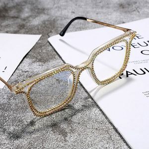 Lunettes de soleil vintage tendance 2020 pour femmes, montures de lunettes carrées pour hommes avec chaîne en strass colorés - Product Image 3