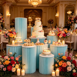 Support à gâteau blanc en papier pliable pour mariage, ornements colonnes romaines, avec couvercles en acrylique pour table <span class=keywords><strong>de</strong></span> desserts - Product Image 6