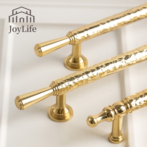 Hammered Brass Handles - Hammered <strong>Gold</strong> Finish Wardrobe <strong>Pulls</strong> &amp; Single Hole <strong>Drawer</strong> Knobs - Product Image 1