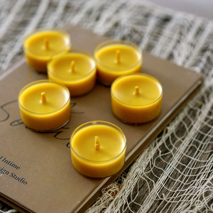 Bougie chauffe-plat artisanale en cire d'abeille naturelle, aromathérapie classique, mèche florale, en forme de coupelle, combustion sans fumée, durée de combustion de 200 minutes - Product Image 3
