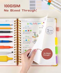 Hardcover Spiral Notebook Journal 300 Page Leather Large B5 8"x10" College Ruled <b>Pink</b> Promotional Business <b>Gift</b> - Product Image 5