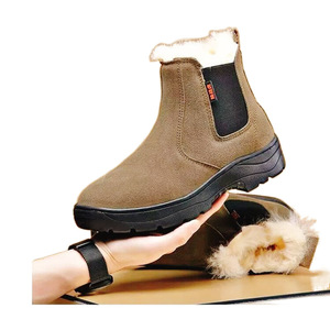 Botas de trabajo de invierno para hombre, forradas de lana, gruesas, antideslizantes, de tacón bajo, para la nieve. - Product Image 3