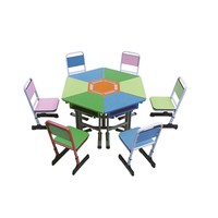 Ensemble table et chaise d'étude réglables en hauteur en plastique moderne pour enfants - Utilisation à l'école, à l'hôpital, à l'hôtel et dans le salon