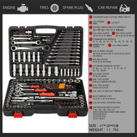 Jeu de clés à douilles CRV durable de 151 pièces, kit d'outils de réparation portable, outils de quincaillerie multi-usages pour la réparation automobile