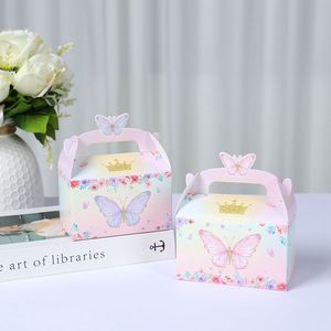 Boîte <span class=keywords><strong>cadeau</strong></span> papillon 4 pièces, boîte d'emballage pour fête d'anniversaire d'enfant, fête prénatale, boîte à dragées, sacs à bonbons, boîte en papier portable, carton - Product Image 6
