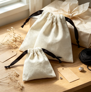 Pochette à cordon personnalisée avec logo, sac de rangement réutilisable en coton et lin pour bijoux, boucles d'oreilles, colliers, petits cadeaux - Product Image 6