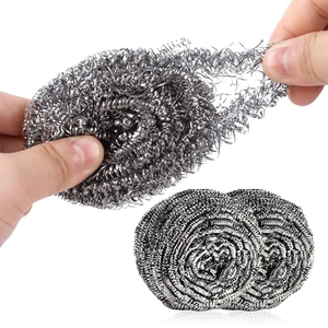 Spugne abrasive in acciaio inox di alta qualità per la pulizia della cucina, spugne in lana d'acciaio, palline abrasive in filo metallico. - Product Image 2
