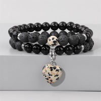 Nouveau Bracelet en cristal naturel élastique Double couche Balance énergie pierre avec pendentifs coeur accessoire pour femmes perle bijoux