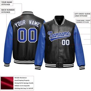 Veste universitaire en cuir personnalisée unisexe pour adulte, nom et numéro personnalisés, style classique Letterman, manches longues - Product Image 4