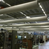 Gaine d'aération flexible en tissu carrée pour CVC, usage industriel et hospitalier, anti-moisissure, 100 % polyester FR pour zones de travail