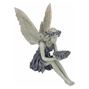 Fournisseur direct usine transfrontalier : Décoration artisanale en résine sur le thème du tournesol, avec ange fée et mangeoire à oiseaux en forme de bouquet - Product Image 5