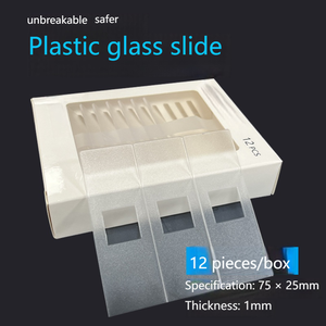 Lames de <span class=keywords><strong>microscope</strong></span> en plastique réutilisables incassables, haute transparence, 75x25x1mm, 12 pièces/boîte, fournitures de laboratoire et scolaires - Product Image 6