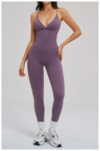 Ensemble de yoga 2 pièces pour femme, séchage rapide, fitness, sans couture, respirant, color block, débardeur dos élégant, taille haute, effet push-up fessier - Product Image 2