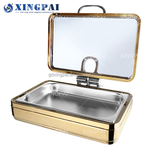 XINGPAI árabe hotel <span class=keywords><strong>restaurante</strong></span> suministros chaffers plato <span class=keywords><strong>de</strong></span> frotamiento calentador <span class=keywords><strong>de</strong></span> <span class=keywords><strong>comida</strong></span> platos <span class=keywords><strong>de</strong></span> frotamiento <span class=keywords><strong>de</strong></span> oro <span class=keywords><strong>de</strong></span> lujo para catering - Product Image 5