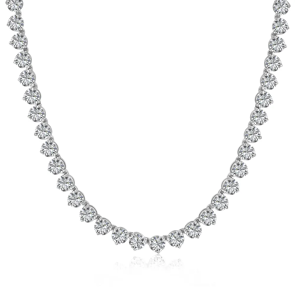 Dylam Exclusive Design S925 Argent Hypoallergénique Plaqué Rhodium Étincelant 5A Diamant Zircone Bijoux Tennis Collier