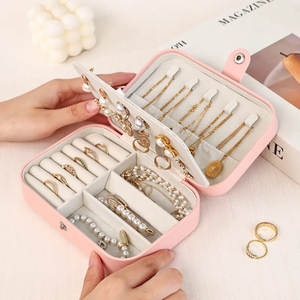 Nuevo estilo, pendiente de viaje, anillo, collar, caja de almacenamiento de joyería, caja de regalo de cuero impermeable, organizador para mujer - Product Image 2