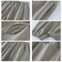 Pantalon de jogging épais 440 GSM en molleton doux avec revers, poches latérales, couleur unie, style décontracté pour homme, modèle basique